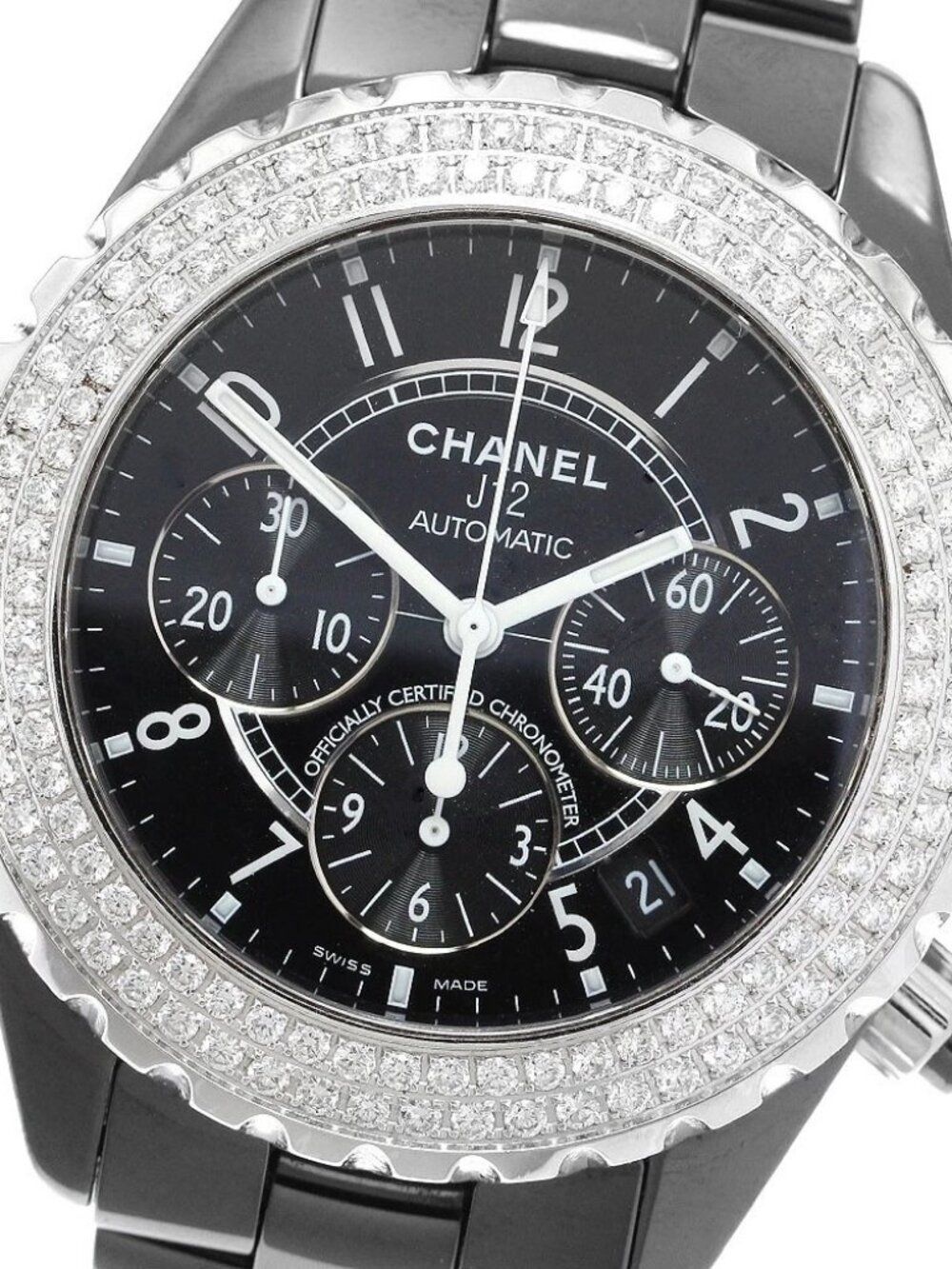CHANEL J12 Chronograph double diamond bezel Automatic Men's Watch_902281